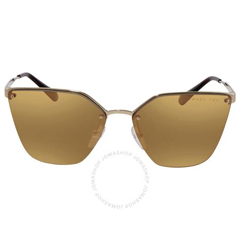 Prada Dark Brown Mirror Gold Cat Eye Sunglasses 